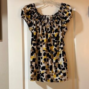 Women’s XL yellow/black/white Blouse Beaded neck